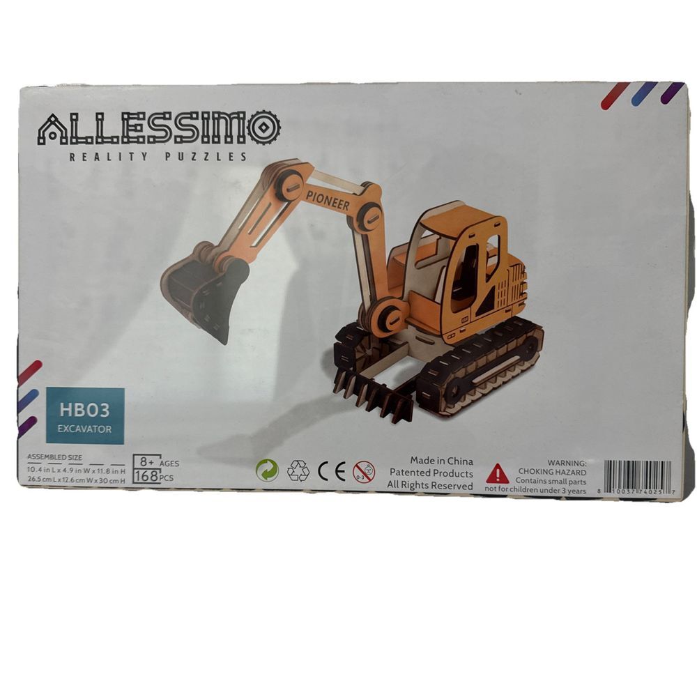 Allessimo Artisolve‎ 3D Wooden Excavator Assembly Model Kit 8+